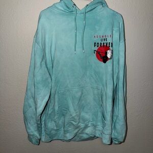 NWOT Graphic Teal Hoodie